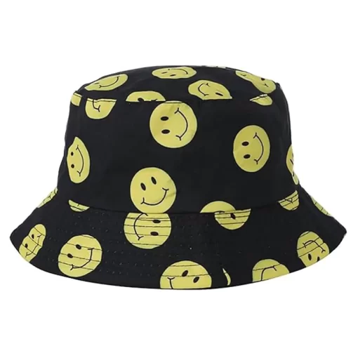 Smiley Face Black Bucket Hat