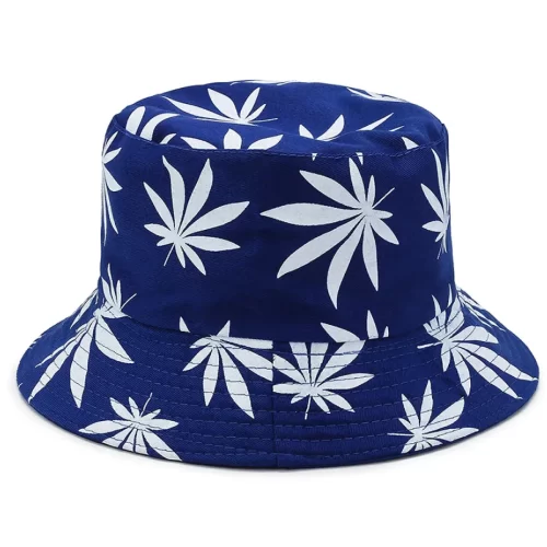 White Leaf Blue Bucket Hat