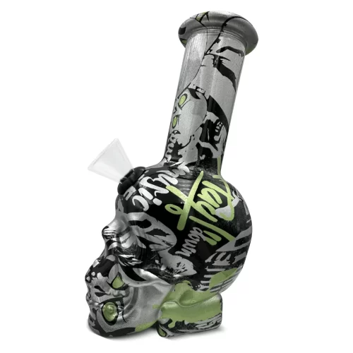 Glass Graffiti Skull Bong 15cm